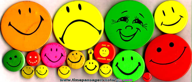 (17) Smiley Face Pin Back Buttons