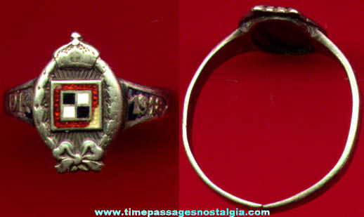 World War I Enameled Silver Ring