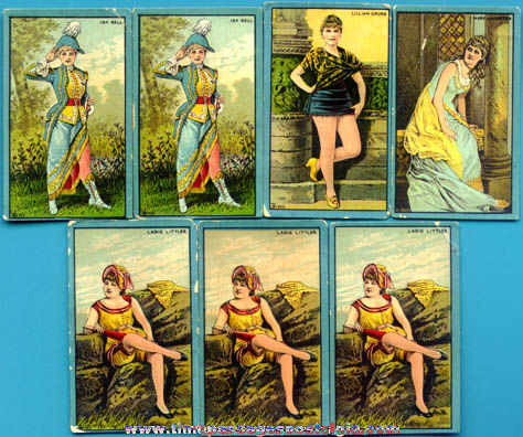 (7) Old Pretty Lady Risque Trading Cards