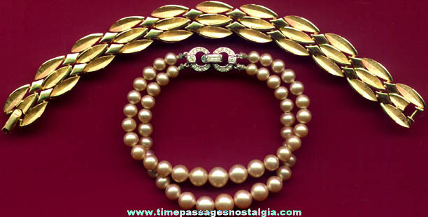 (2) Different Old Trifari Jewelry Bracelets