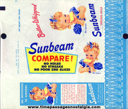 (10) Old Unused Sunbeam Bread Wrappers