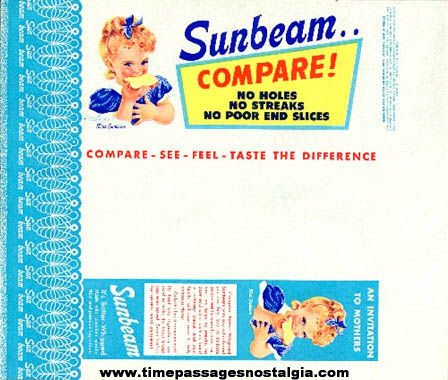 (10) Old Unused Sunbeam Bread Wrappers