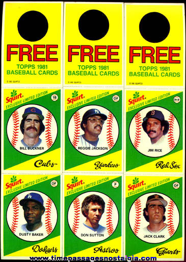 (6) 1981 Squirt Soda Advertising Premium Baseball Cards