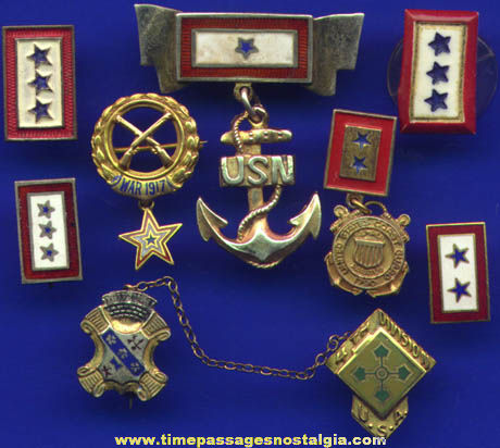 (8) Old Sweetheart & Military Service Star Pins