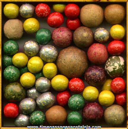 (53) Colorful Old Clay or Pottery Marbles