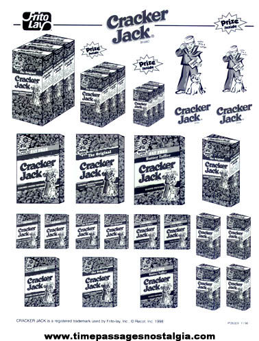 Unused 1998 Frito Lay Cracker Jack Advertising Clip Art Image Sheet