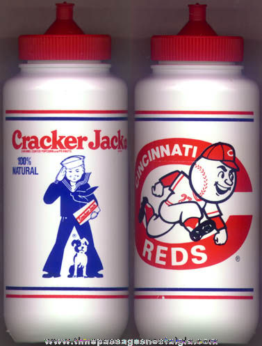 Unused Advertising Cracker Jack / Cincinnati Reds Baseball Water Bottle