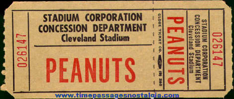 (25) Unused Cleveland Stadium Peanuts Tickets
