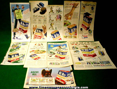 (10) Different Old Sunshine HI-HO Cracker Magazine Advertisements