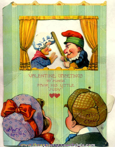 1919 Punch & Judy Character Mechanical Valentine Card