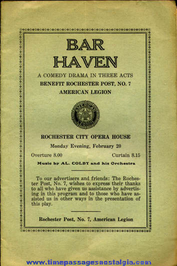 Old Rochester, N.H. City Opera House Advertising Program Booklet