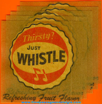 (5) Old Unused Whistle Soda Advertising Decals