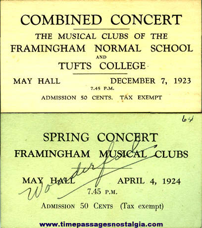(7) 1920’s Framingham Normal School Student Items