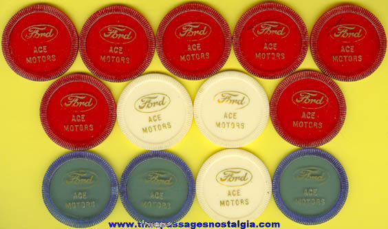 (13) Old Ford Dealership Advertising Poker Chips