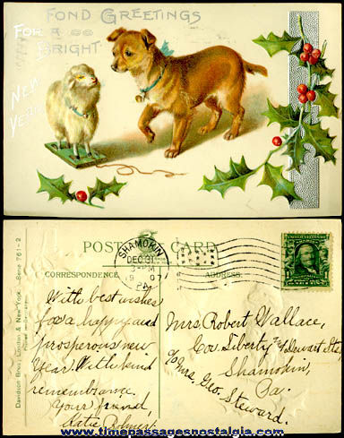 1907 Embossed New Year Post Card