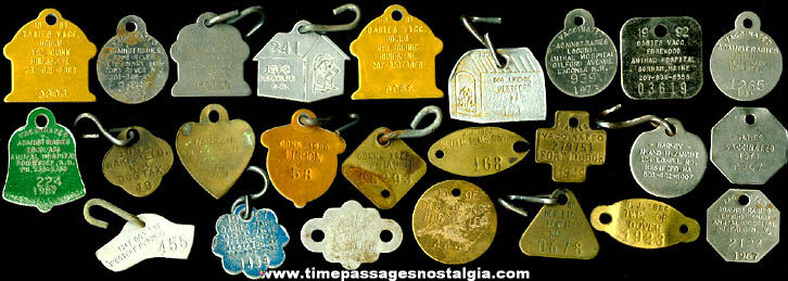 (25) Different Old Dog License & Rabies Tags