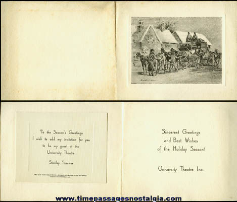 (2) Old University Theatre Christmas Cards With Guest Invitations