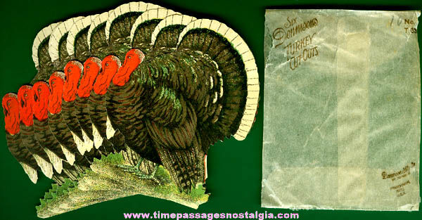 (8) Old Unused Die Cut Dennison Turkey Tags Or Dinner Place Cards