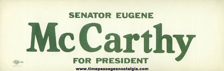 (4) 1968 Eugene McCarthy Campaign Bumper Stickers