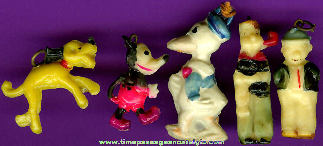 (5) Old Comic / Cartoon Character Celluloid Charms