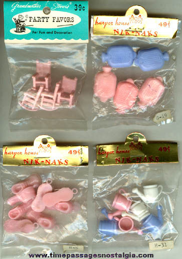 (4) Old Unopened Bags Of Miniature Party Favor Toys