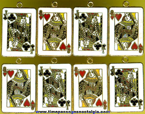 (8) Enameled Metal Playing Card Charms
