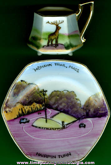 Old Painted Mohawk Trail, Massachusetts Souvenir Cup & Saucer Set