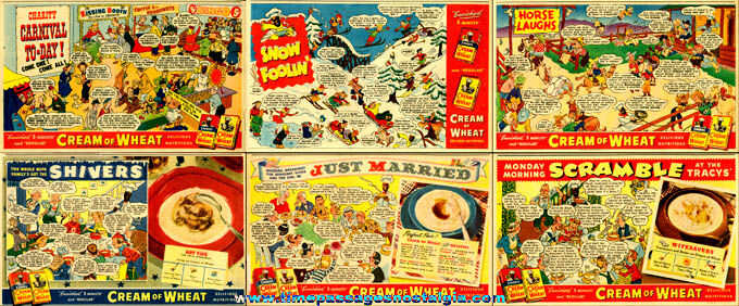 (6) Very Colorful 1940’s Comic Strip Cream Of Wheat Cereal Advertisements