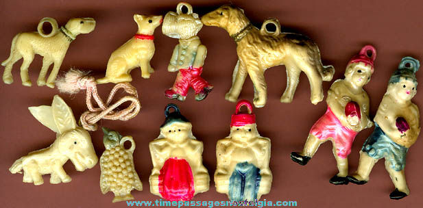 (10) Old Hand Painted Celluloid Charms