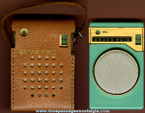 Old Grand Prix 6 Transistor Radio With Leather Case