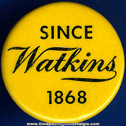 Old Watkins Celluloid Pin Back Button