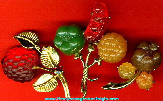 (3) Old Candy Piece Jewelry Pins