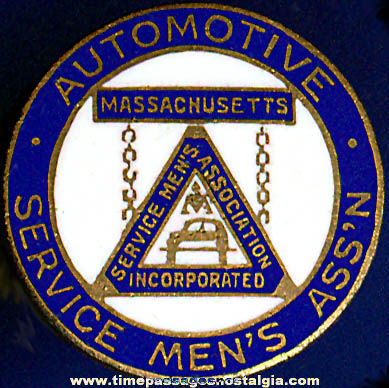 Old Enameled Automotive Service Men’s Association Stud Lapel Button