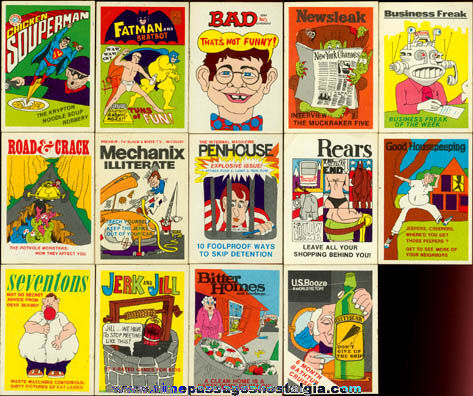 (14) Different 1973 - 1974 Fleer Bubble Gum Crazy Magazine Cover Stickers / Trading Cards