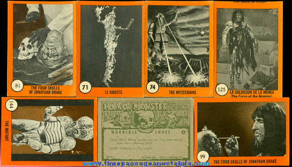 (7) 1961 Nu-Cards, Inc. Horror Monsters Series Bubble Gum Trading Cards