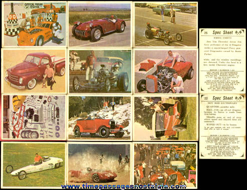 (12) 1965 Donruss Hot Rod Magazine Spec Sheet Trading Cards