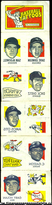 Complete 1971 Topps Baseball Tattoos Sheet