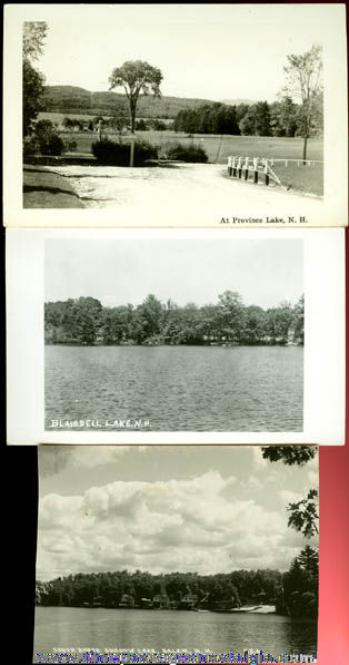 (3) Different Old New Hampshire Lake Real Photo Post Cards