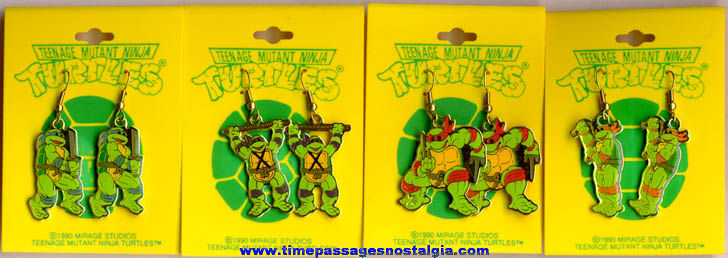 (4) Unused Pairs Of Carded Teenage Mutant Ninja Turtles Figure Earrings