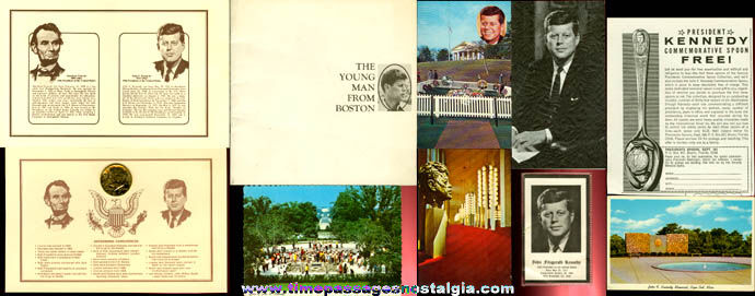 (9) Different Old President John F. Kennedy Memorial Items