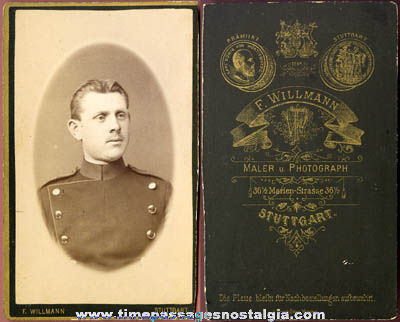 Old German Military Officer Photograph Card
