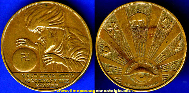 Old Copper or Bronze Good Luck Token / Coin