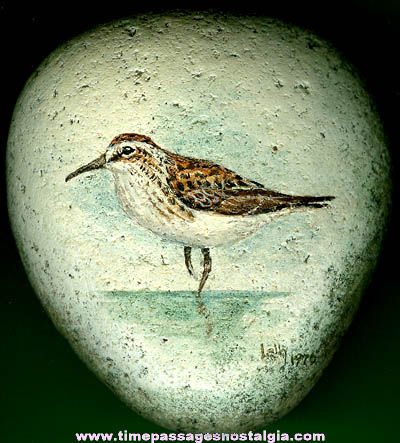 Signed & Dated 1976 Bird Painting On Stone