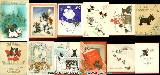 (12) Different Old Scottie Dog Greeting Cards