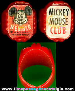 Old Walt Disney Mickey Mouse Club Flicker Toy Ring