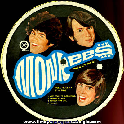 1960’s Monkees Cereal Box Back Record