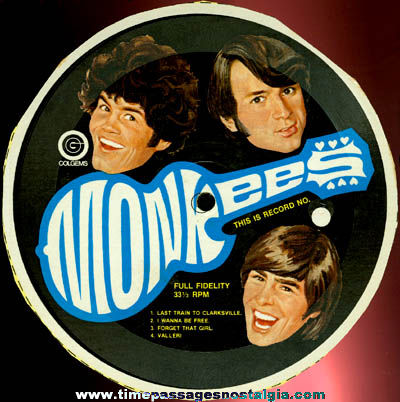 1960’s Monkees Cereal Box Back Record