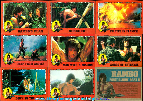 (22) 1985 RAMBO First Blood Part II Bubble Gum Trading Cards