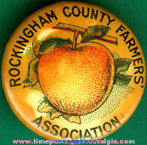 Old Celluloid Rockingham County Farmers Association Pin Back Button