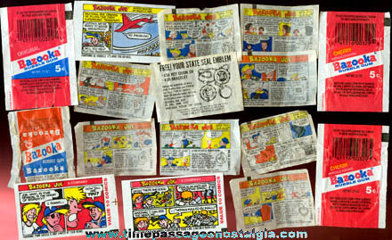 (16) Bazooka Bubble Gum Wrappers & Comics